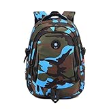 MATMO Large Capacity Waterproof Camouflage Student Backpack School Bag Blue M
