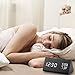 RODH Digital Wood Alarm Clock Wooden Led Light Minimalist Large Display with Humidity Temperature for Bedroom - Black