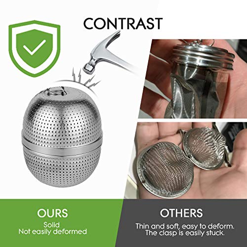 YEOSEN Tea Infuser Ball - Tea Strainer Ball for Loose Leaf Tea, Spice Infuser Stainless Steel Mesh, Fine Threaded Connection, 4.3 inch Chain with Drip Tray