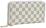 Rita Messi Women's Checkered Zip Around Wallet and Phone Clutch RFID Blocking Card Holder Organizer (Tiffany)