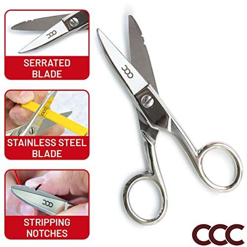 Electrician Scissors with Notches and Carrying Pouch, Professional