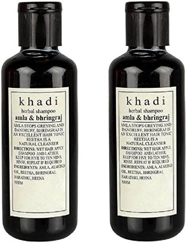 Khadi Herbal Amla & Bhringraj shampoo SLS & Praben Free 210ML -Pack of 2