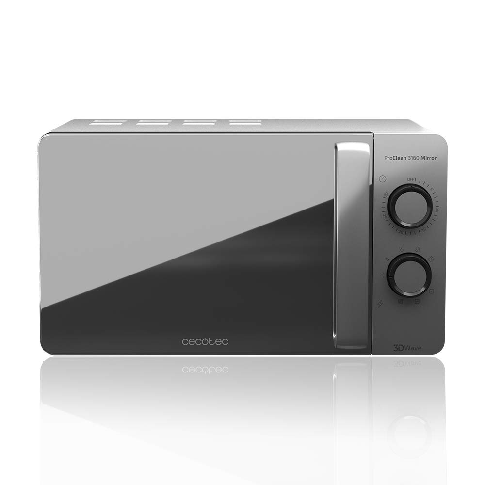 Cecotec Microondas ProClean 3160-Mirror, 20 L,Ready2Clean-Beschichtung, 800 W-Grill,9 Stufen, 30min-Timer, 3 D Wave-Technologie,Silber,verspiegelte Tür. 2