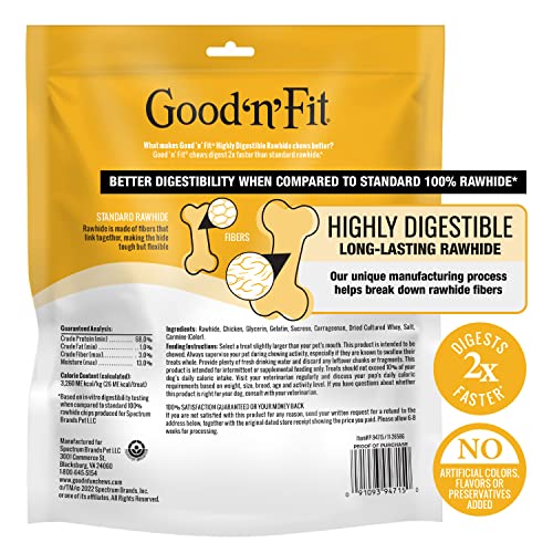 GOOD ‘N’ FIT SPIRALS MADE WITH REAL CHICKEN, 12 COUNT, TREAT YOUR DOG TO LONG-LASTING AND HIGHLY DIGESTIBLE RAWHIDE CHEWS
