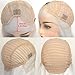 BLUPLE Silky Straight Lace Front Wigs Platinum Gray Trendy Heat Resistant Synthetic Hair Half Hand Tied Wigs for Cosplay Daily Wear (22 inches, Straight,Bright Yellow Green)