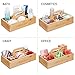 mDesign Bamboo Wood Compact Tea Storage Organizer Caddy Tote Bin - 6 Divided Sections, Attached Handle - Holder for Tea Bags, Coffee, Packets, Sugar/Sweeteners and Small Packets - Natural