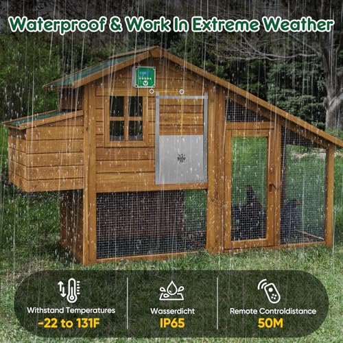 Automatic Chicken Coop Door Opener for Chicken Coop with Timer and 2 Remote Controls, Electric Chicken Coop Door Kit to Protect Blue Chicken (Door Not Included)