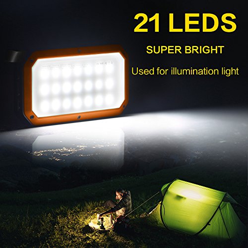 Solar Charger, Dostyle 8000mAh Portable Solar Power Bank External Backup Battery Pack 3 USB Ports Solar Phone charger with 21 LED light for iPhone, iPad, Samsung Galaxy & other Android Smart Devices