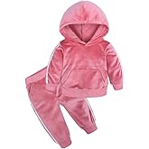 MYGBCPJS Boys Girls 2 Pcs Velour Tracksuit Sweatsuit Toddler Kids Long Sleeve Pullover Hoodie + Elastic Waist Sweatpants Set