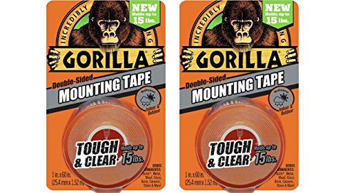 UPC 345802049353, Gorilla 6065001-2 Double-Sided Tough and Clear Mounting Tape (2 Pack), 1&quot; x 60&quot;, Clear