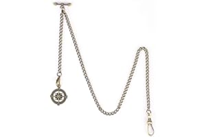 SUDESMO Pocket Watch Chain T-bar Chain Albert Chain with Compass Pendant