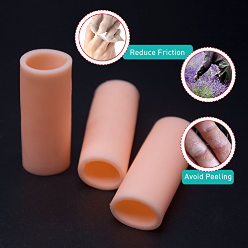 Sumifun Finger Sleeves Protectors, Gel Finger Cots, Sporting Style Silicone Thumb Finger Caps Covers Gloved Protection for Trigger Finger, Hand Eczema, Finger Cracking