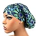 Womens Surgical Scrub Hat OR Nurse Cap Euro Style Purple, Blue, Green Floral Print Bouffant Cap
