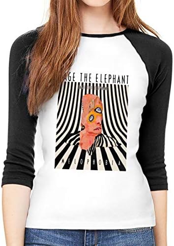 Women Long Sleeve T-Shirt, Cage The Elephant Melophobia Round Neck T Shirt Baseball Tunic Tops Blouse