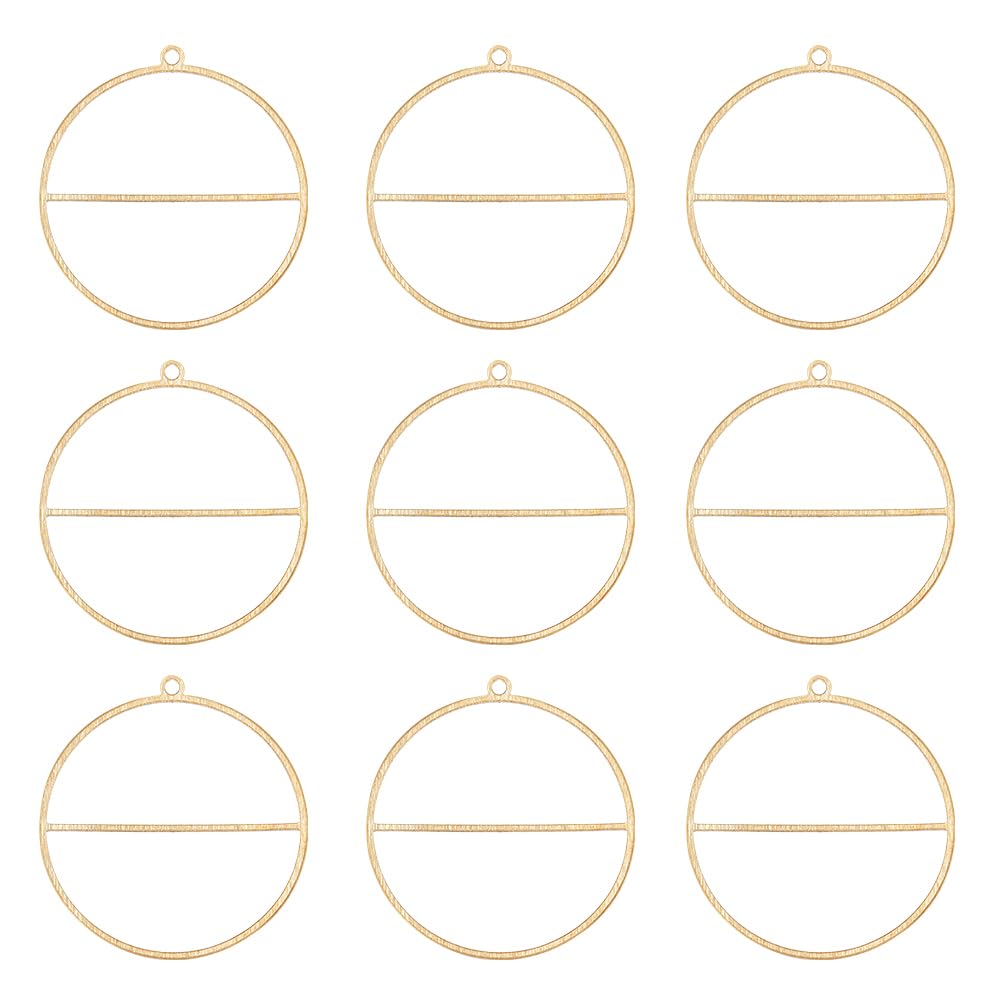 BENECREAT 10Pcs Oval Raw Brass Connectors, Hollow Geometric Metal Pendants for Bracelet, Necklace or DIY Jewelry Making Accessories, 3.8x4.1cm