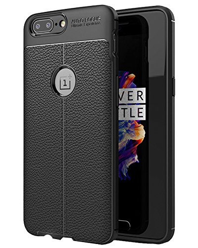 Golden Sand Cover Leather Texture Series Armor Shockproof TPU Back Cover Case for One Plus 5 Mobile Phone 2017, Midnight