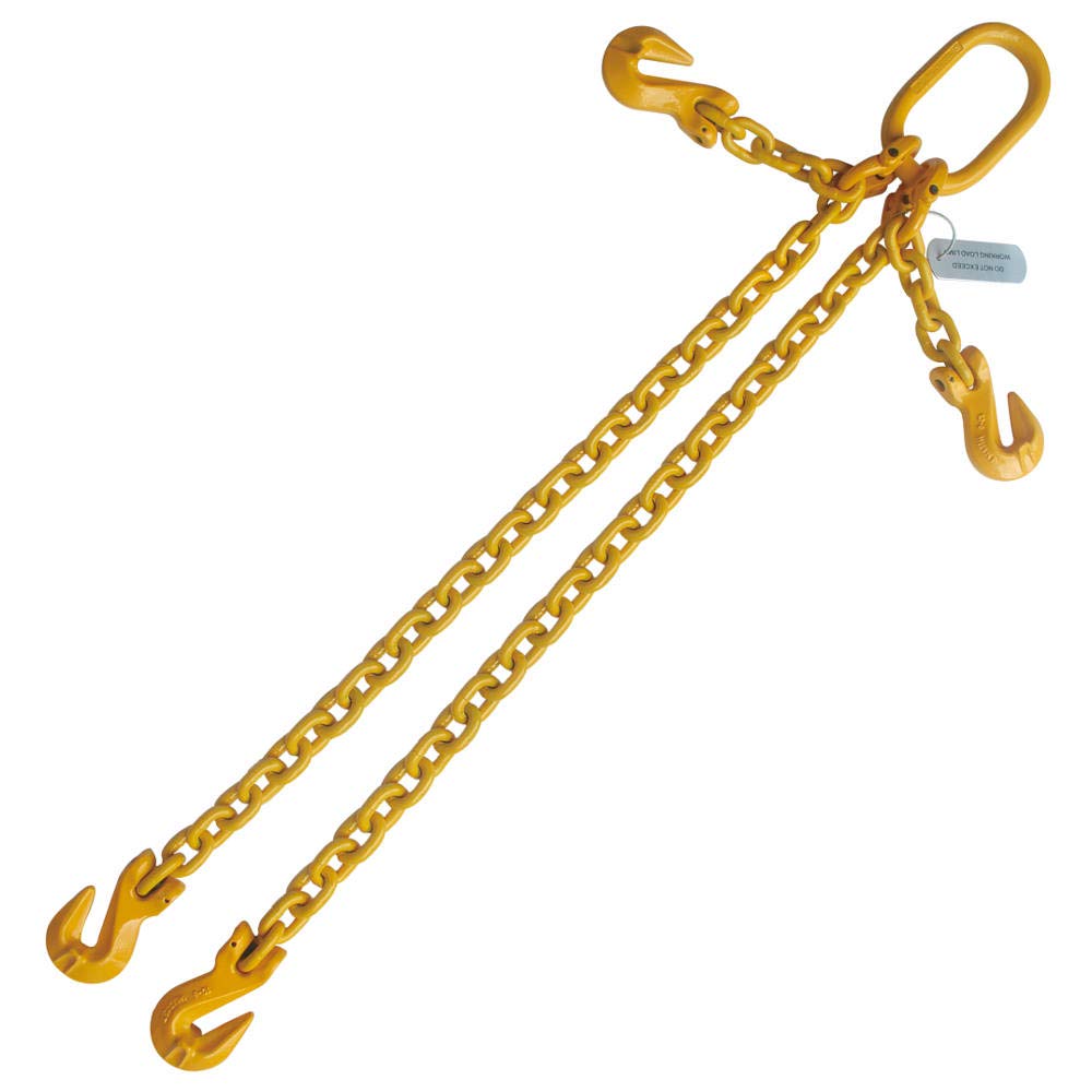 3/8" x 4' G80 Adjustable Chain Sling with Grab Hooks Double Leg Rated