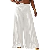 SOLY HUX Women's Wide Leg Palazzo Pleated Pants High Waisted Flowy Loose Dressy Casual Long Trousers