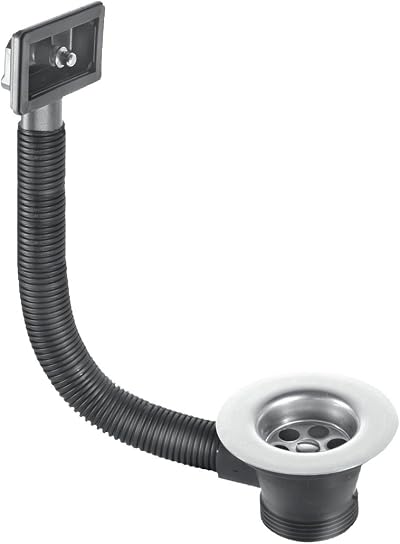 McAlpine FSW2PR Rectangular Sink Waste Overflow Chrome Black PVC Plug Chain