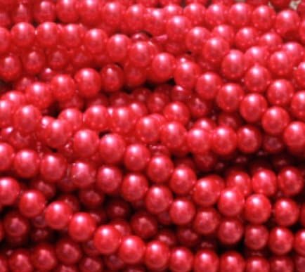 150 pcs Glass Pearl Beads, Round, 6 mm (red)