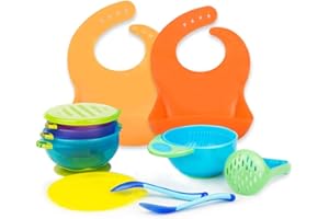 RyanLemon Baby Feeding Set, Silicone Baby Led Weaning Set, Suction Plate and Bowl, Pocket Bib, Spoon Fork, Toddler Flatware Set for Babies 6 Months+, Orange