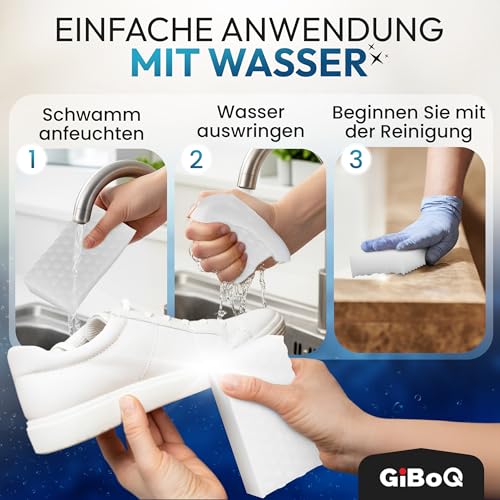 GiBoQ Premium Extra Tight Dirt Eraser Sponge - Pack of 20 Eraser Sponges & Magic Sponge - For Kitchen, Bathroom, Shoes, Car & White Walls - 2X Stronger