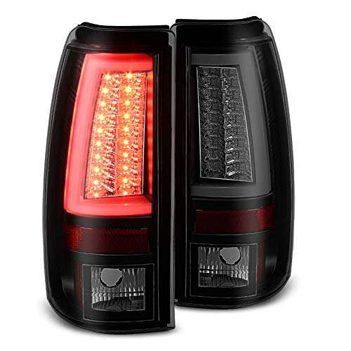 2003-2006 Silverado/Sierra Mystery Blk Smoke LED Tail Lights w/ Fiber Optic Tube Pair L+R 2004 2005