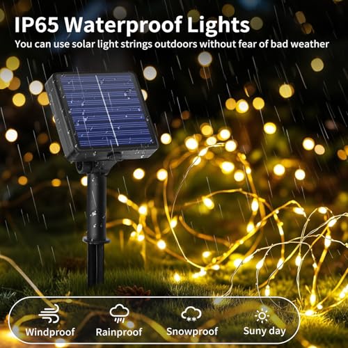 Hoteril Solar Outdoor String Lights, 3 x 17 m 150 LEDs Solar Lights LED Outdoor Garden 8 Modes with Memory Function Waterproof IP65 String Light for Parties, Patio, Christmas Light