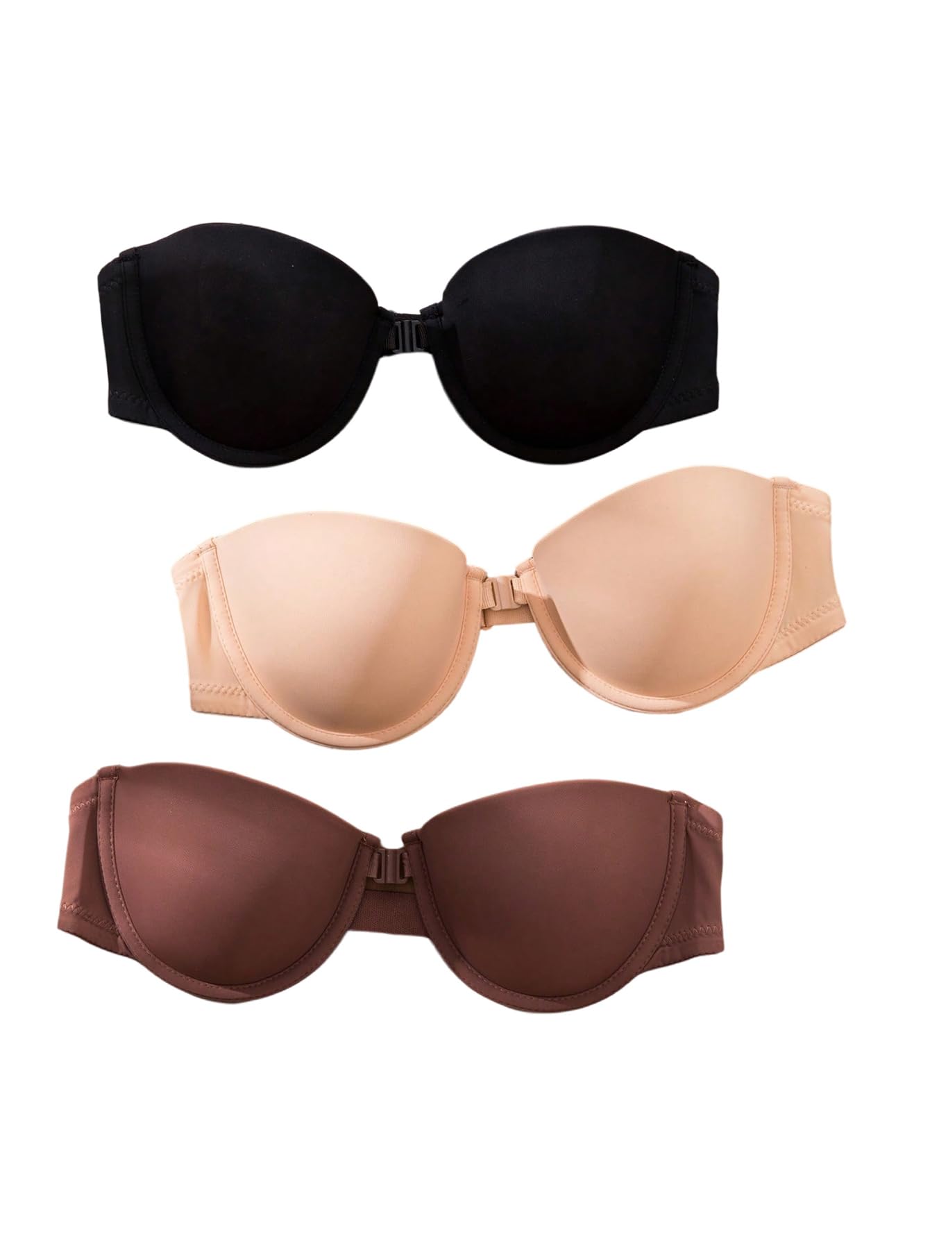 Photo 1 of (USED/MEDIUM) SOLY HUX Strapless Bras for Women 3 Piece Front Closure Underwire Bra Bandeau Invisible Bralette Multicoloured Medium