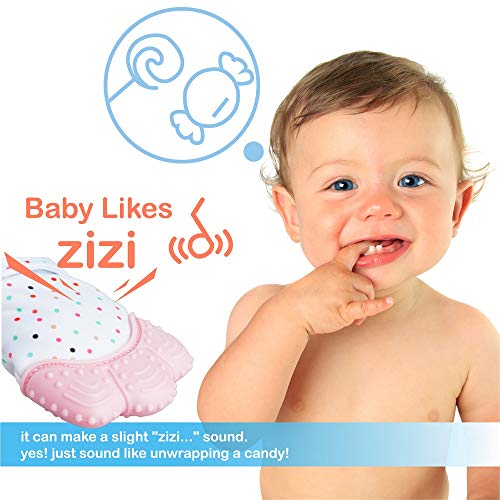 Prohapi Silicone Baby Teething Mitten, Self Soothing Teether & Teething Pain Relief Toy Glove Plus Hygienic Travel Storage Pouch - Natural Remedy for Infants & Toddlers 3-6 Months (Pink 2-Pack) - Thumbnail 4