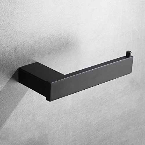 4-Piece Bathroom Hardware Set - Towel Bar Accessory Set Towel Hook Toilet Paper Holder Towel Ring Stainless Steel Wall Mounted, Black Painted