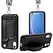 TOOVREN Case for iPhone XR Wallet Case with Strap Card Holder Case for Xr iPhone Case Protective Cover with Stand Wallet Leather PU Adjustable Detachable Lanyard for iPhone XR 6.1 Inch (2018) (Black)