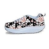 FOR U DESIGNS Sweet Stylish Rose Style Women's Breathable Comfort Platform Sneakers Shape Ups Shoes US 6