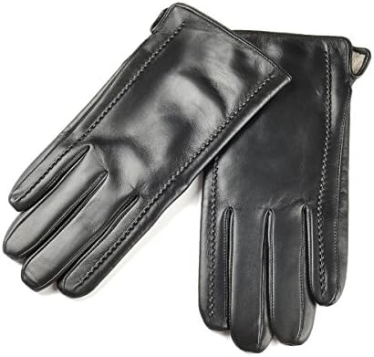 SIEFERSN Simple Design Men's Lambskin Whole Hands Touchscreen Gloves Winter Warm Leather Gloves 1154225012 (Large 9", Black (Whole Hands Touchscreen))