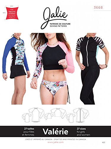 Jalie 3668 Swim Shirt Rash Guard Raglan Tee Sportswear Sewing Pattern 3668 - Thumbnail 3