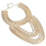 Fashion Ladies Tribal Multi Gold Tone Snake Flat Chains Choker Statement Bib Necklace