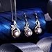 EleQueen 925 Sterling Silver CZ Cream Freshwater Cultured Pearl Leaf Bridal Necklace Hook Earrings Set Clear for Women, Valentine's Day/Mother's Day/Christmas Jewelry Gift