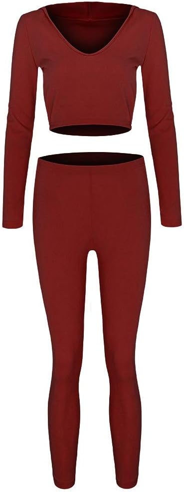 TOPBIGGER Women’s Sportswear Set Crop Top and Leggings Stretch-Fit Gym Wear Set Women's 2 Piece Outfits