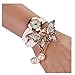 BESSKY Women Faux Pearls Rhinestone Butterfly Bracelet Quartz Analog Watch White