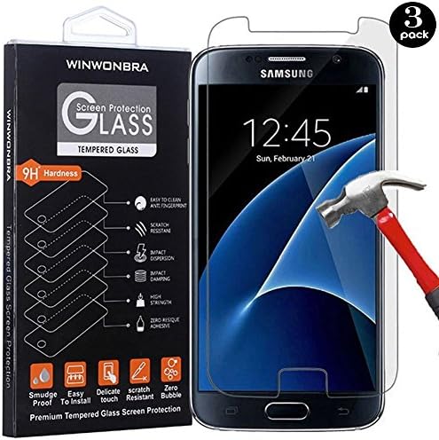 Galaxy S7 Screen Protector,[3 Pack] [Tempered Glass] WINWONBRA Samsung Galaxy S7 Glass Protector[Case Friendly] (Clear) (Clear)