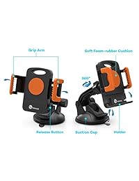 TaoTronics Soporte de teléfono para coche, parabrisas, salpicadero, soporte universal para teléfono móvil, compatible con iPhone X 8 Plus 7 Plus, Galaxy S8 Plus S7 Plus Note 8 y todos los smartphones