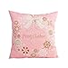 Challyhope Merry Christmas Romantic Lovely Throw Pillow Cases Linen Sofa Cushion Cover Home Decor Pillow Shell (Pink E)