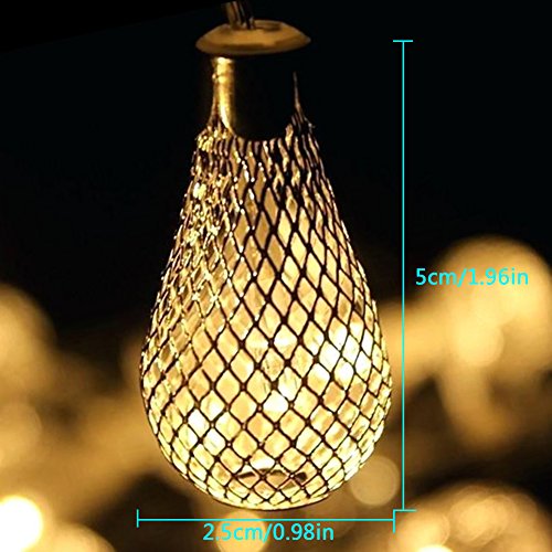 Adecorty Solar String Lights Outdoor, Rain Drop Lights Fairy String Lights 16ft 20 LED Solar Globe String Lights Mesh Ball String Lights for Outdoor Decor Garden Patio Yard Tree Home Wedding Party - Thumbnail 3