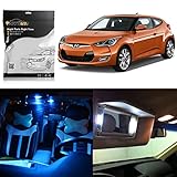 Partsam 2012+ Hyundai Veloster Ice Blue Interior LED Package Kit + License Plate Lights, Pack of 8