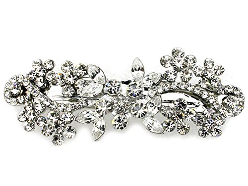 Faship Gorgeous Clear Crystal Floral Hair Barrette
