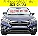 Windshield Sun Shade Find Your Vehicle's Size in Size-Chart for Popular Make & Models (Small.)