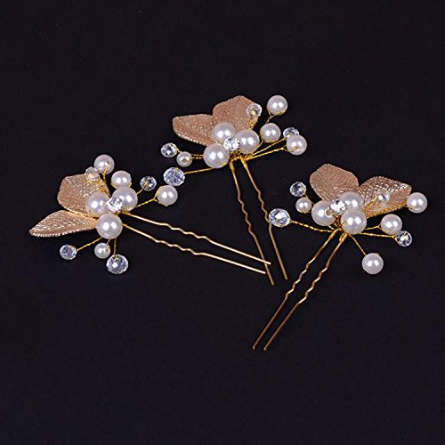 U Shape Ladies Faux Pearls Flower Hair Clips Wedding Bridal Hair