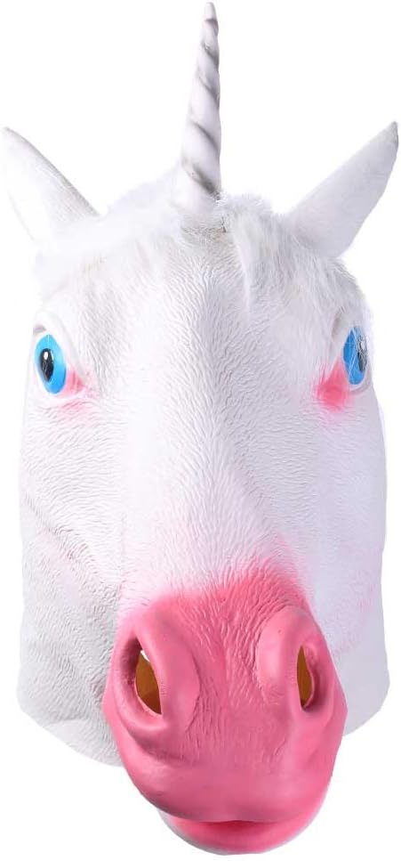 niceeshop(TM) Halloween Magical Creepy Adult Unicorn Head Latex Rubber Mask Animal Mask