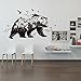 DNVEN DIY 48 inches x 27 inches Big Bear Mountain Forests Silhouette Animals Wall Stickers Decals Decorations for Children Nursery Kids Room