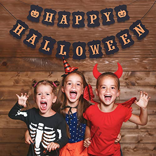 image for ERKOON Happy Halloween Banner Bunting with Pumpkin Sign for Halloween 